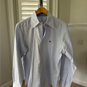 (029) Brooks Brothers Light Blue Pinstripe Dress Shirt